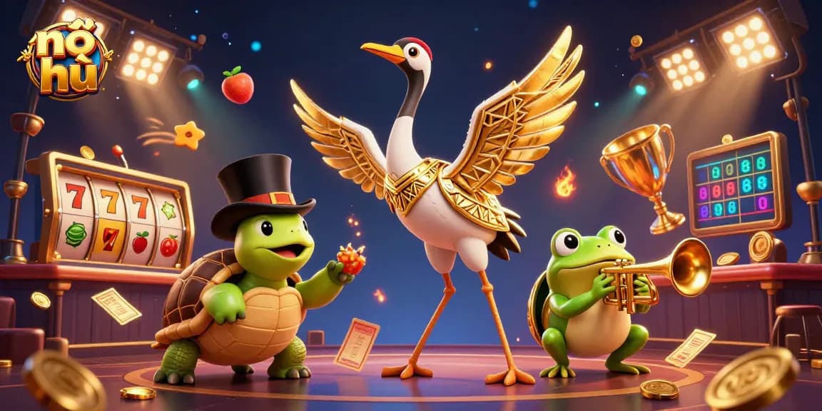 Play nổ hũ in an immersive 3D casino environment filled with jackpots and vibrant characters.