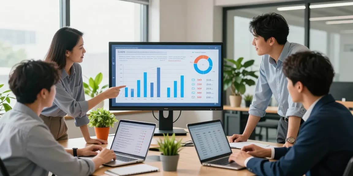 Empowering businesses with competitive business mobile deals UK through collaborative team discussions in a modern office.