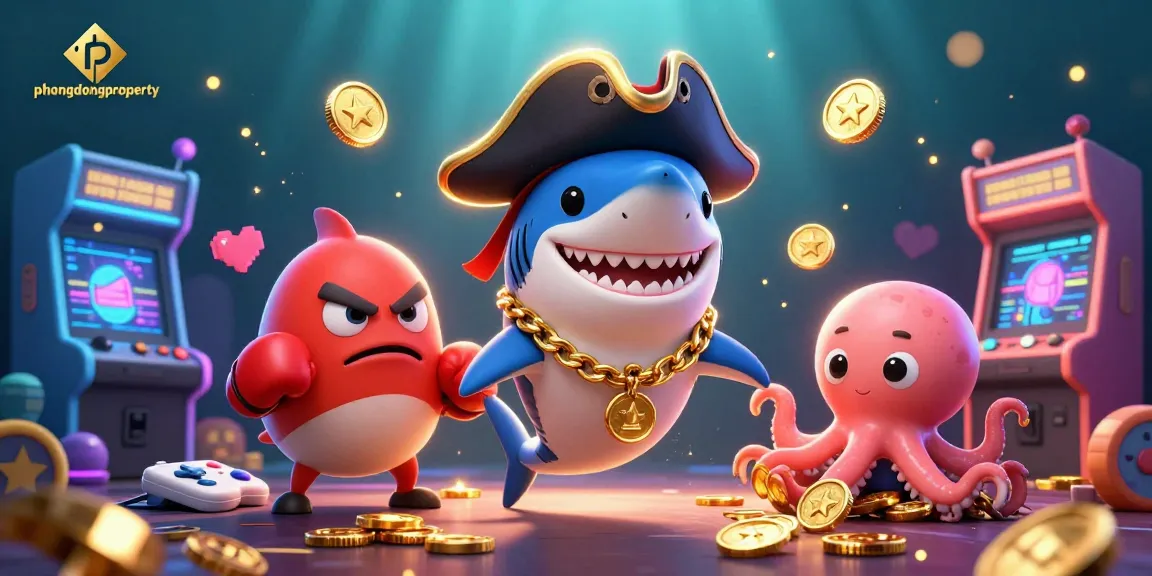 Play exciting casino games at phuongdongproperty with a charming shark, pufferfish, and octopus.