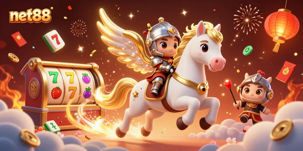 Experience thrilling gameplay with net88's colorful slot reels amidst a vibrant celebration.
