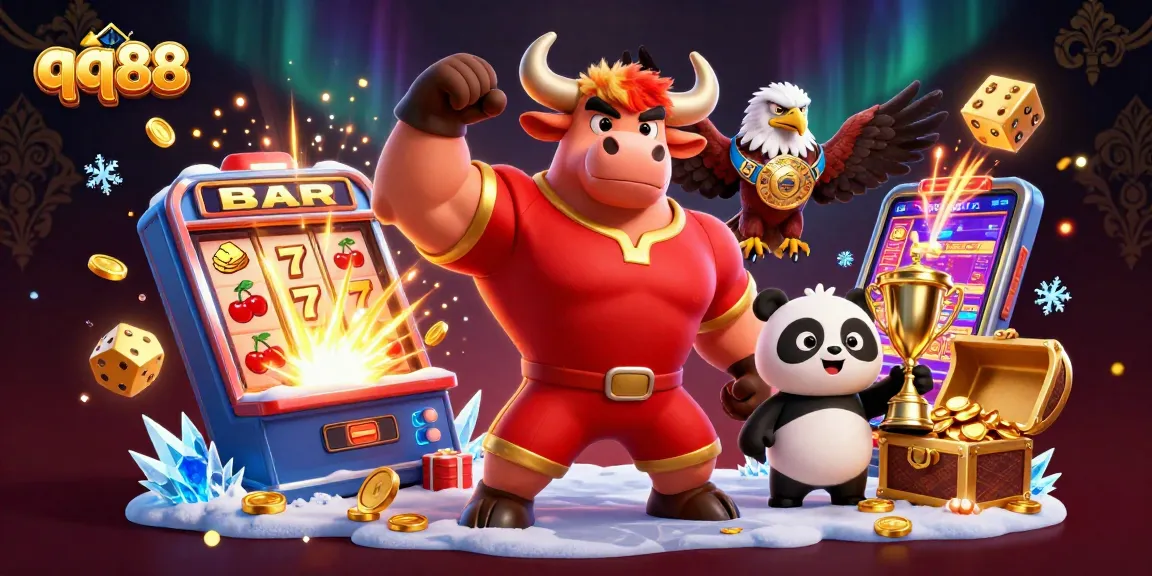 Experience thrilling wins with qq88 in this vibrant and dynamic casino celebration illustration.