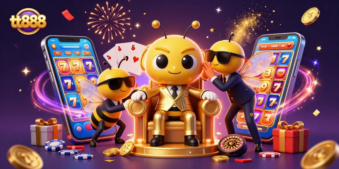 Experience thrilling wins with tt888 in a vibrant 3D casino scene filled with excitement.