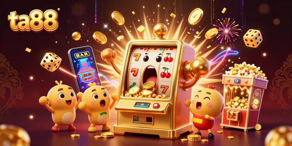 ta88 engaging players with vivid illustrations of golden slot machines celebrating each jackpot.