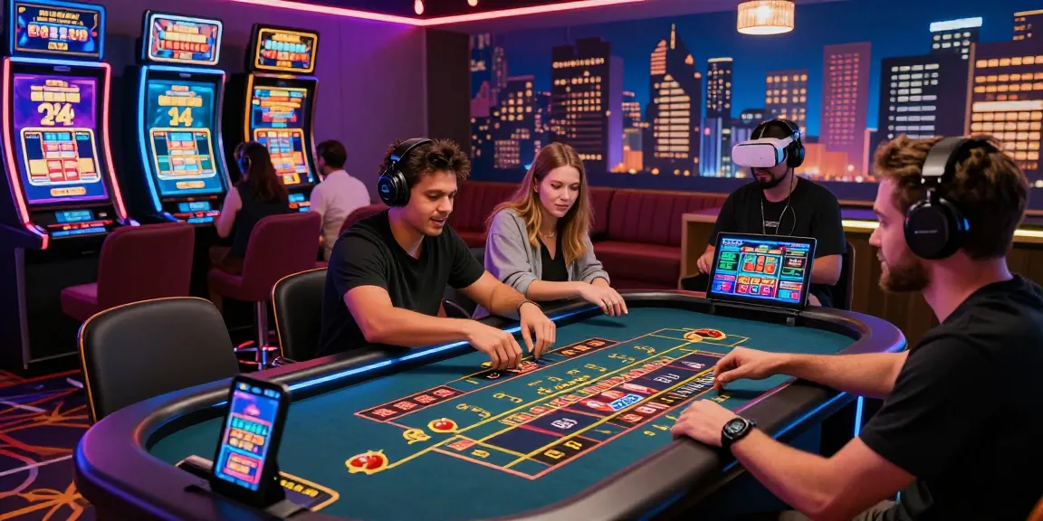 I giocatori di casinò non AAMS che si godono un'esperienza immersiva di roulette online con luci neon vibranti e interfacce coinvolgenti.