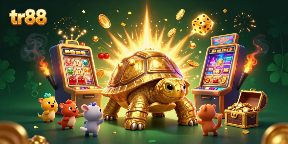 Spin the reels at TR88 as the golden tortoise shows how to win big in this lively casino scene.