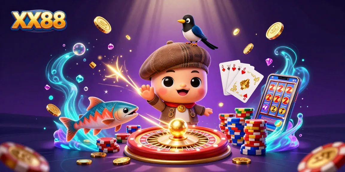 Experience the excitement of XX88 with vibrant characters and dynamic casino elements in a captivating 3D scene.