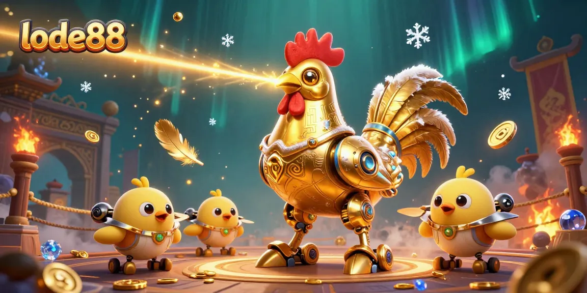 Engage in thrilling fun with lode88 as the golden rooster robot unleashes excitement on players.