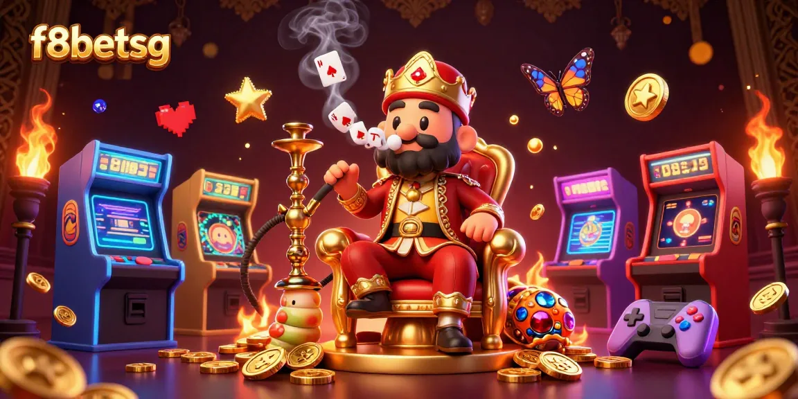 Experience the excitement of f8betsg with a vibrant 3D casino scene full of game elements.